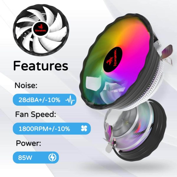 Hydraulic Bearing CPU Fan Cooler RGB Colorful Low Noise OCFANRGB