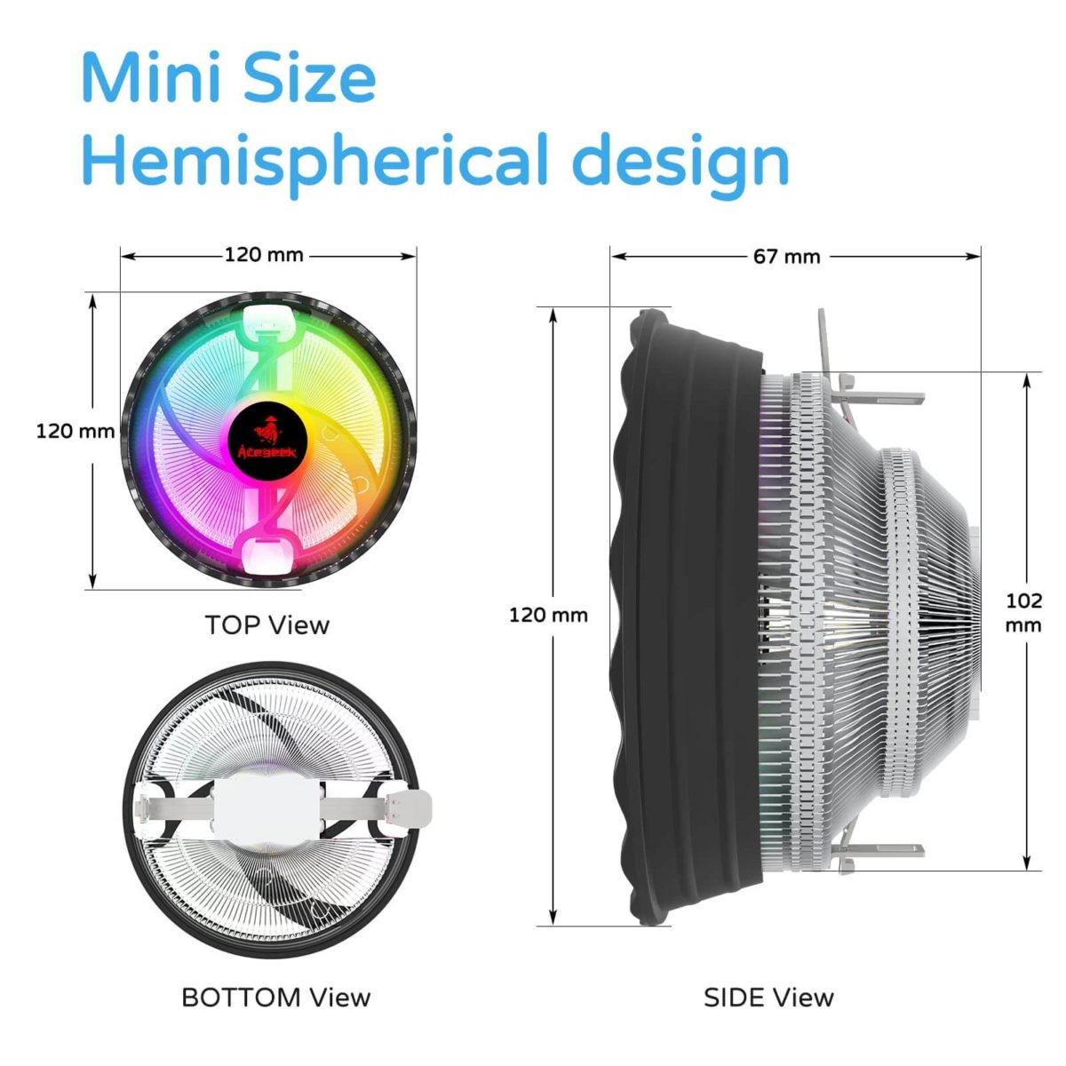 Hydraulic Bearing CPU Fan Cooler RGB Colorful Low Noise OCFANRGB