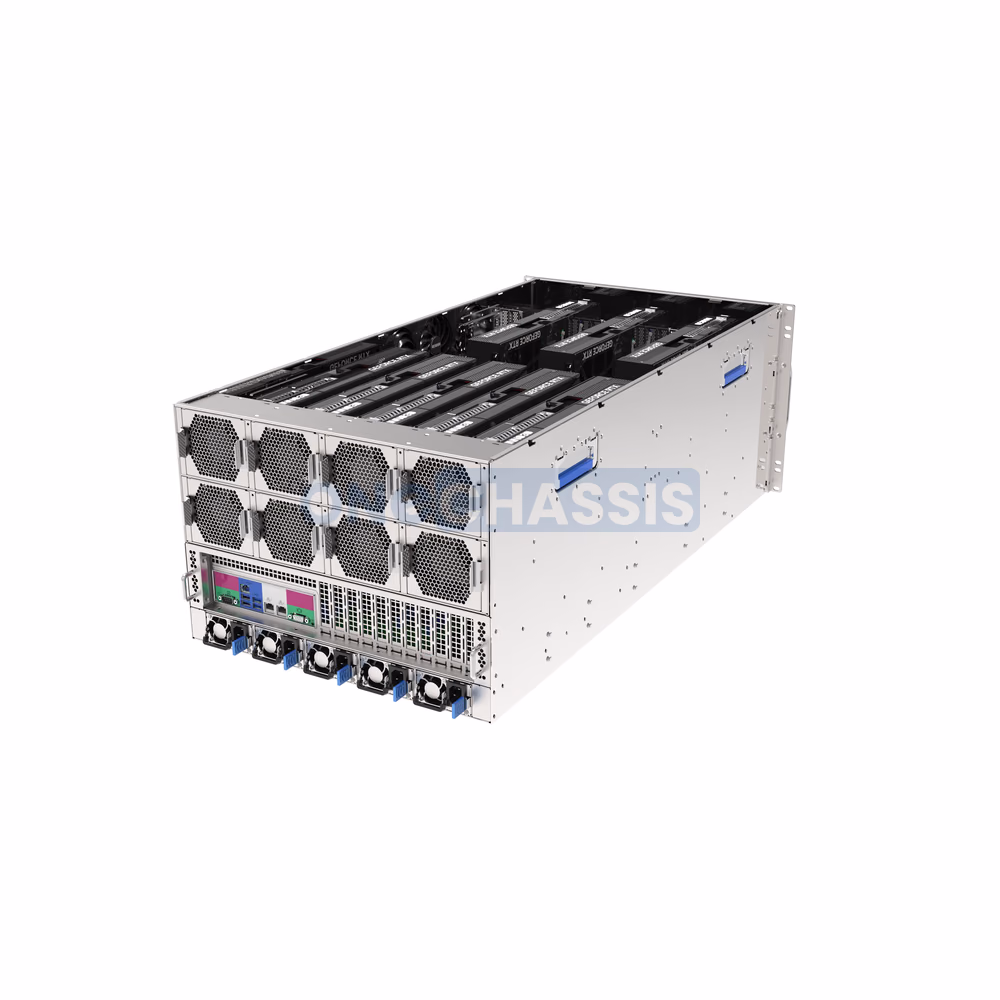 8 GPU drawer-style server chassis with PCIe Gen5 MCIO